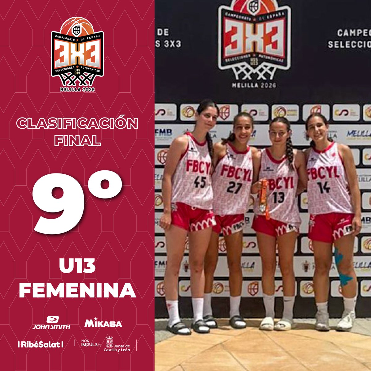FBCyL's tweet photo. 🏆 CESA 3x3 Melilla 2026 | Clasificación Final

6️⃣ U15M
8️⃣ U13F
9️⃣ U15F 
1️⃣2️⃣ U13M

Fin a un fin de semana de competición, esfuerzo y 3x3 en Melilla 🏰🦁 https://t.co/fFR42kT2el