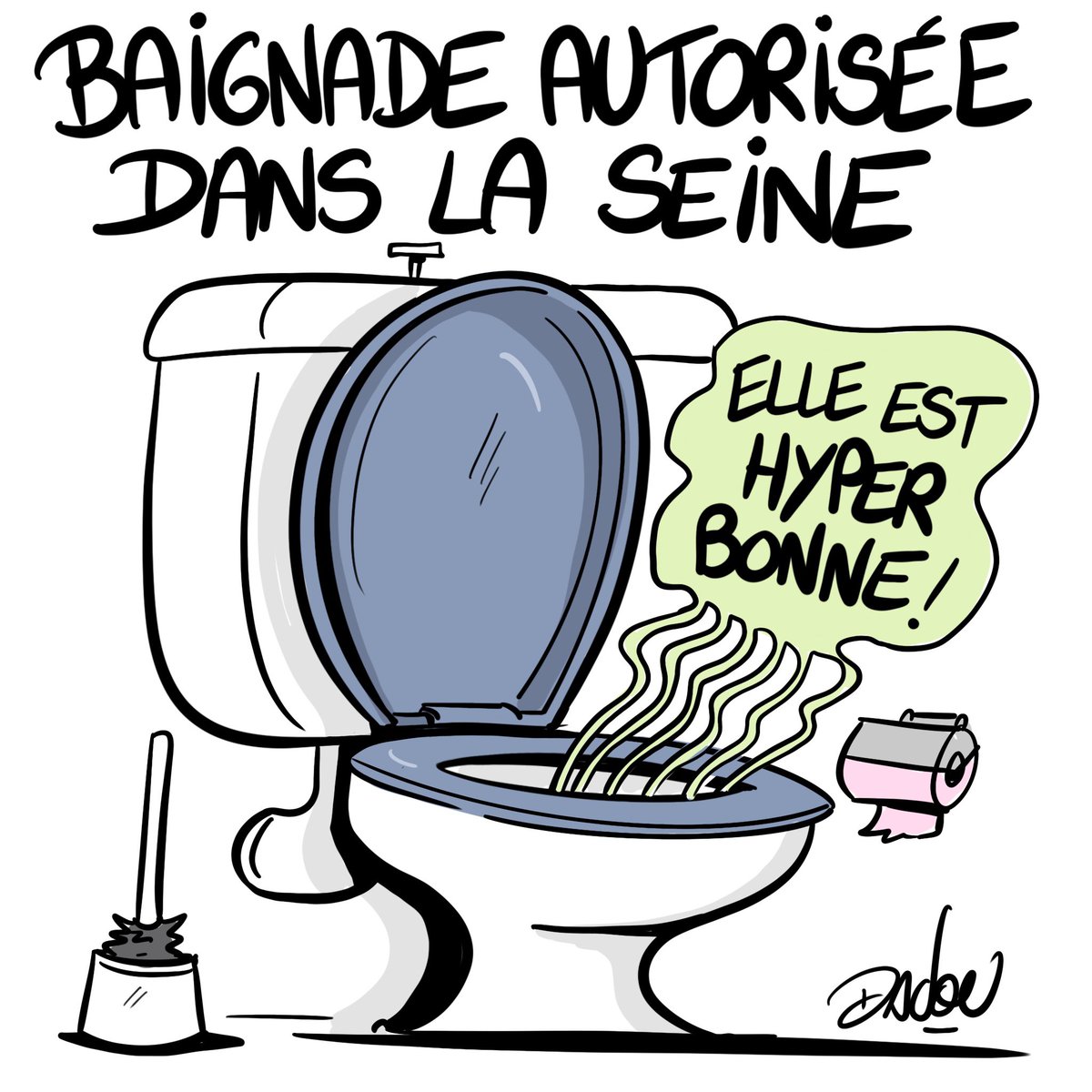 dadoubd's tweet photo. CANICULE À PARIS
La baignade autorisée dans la Seine
#Dadou ✍🏻 https://t.co/DNxcn9phtP
#seine #chaleur #alerte #meteo #pollution #caricature #dessin #dessindepresse https://t.co/MtV4BVXVB5