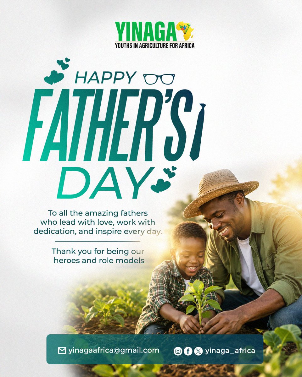 YINAGA_Africa's tweet photo. Happy Father’s Day to all the incredible fathers, mentors, and father figures. Your love, sacrifice, strength, and guidance continue to shape families and communities. Thank you for all you do. 

#YINAGA #YouthInAgricultureForAfrica #fathersday #celebration https://t.co/GmgAmoKmvy
