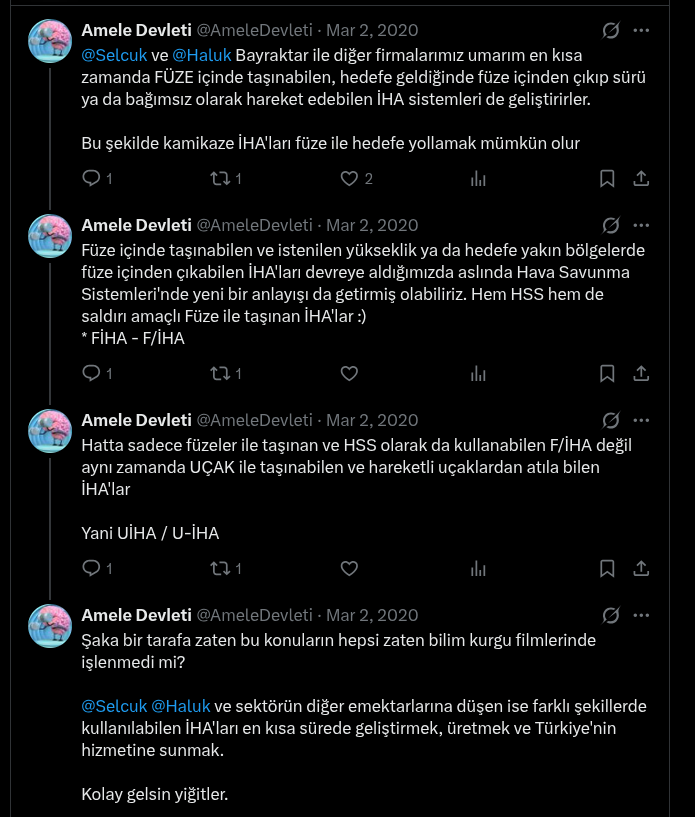 AmeleDevleti2's tweet photo. @Adsizulag @temmuz1919 6 sene önce savaşların nereye gideceğini detayları ile yazıp duruyordum. Ukrayna Savaşı daha ortada bile yoktu.

Teknolojideki gelişmeleri görebilmek, bunu sahaya uygulamak...

Aklını kullanan için saha sadece bir sonuç.

Bilim Kurgu filmleri bile aslında iyi bir kaynak. :) https://t.co/jjOO5Bw9Gz
