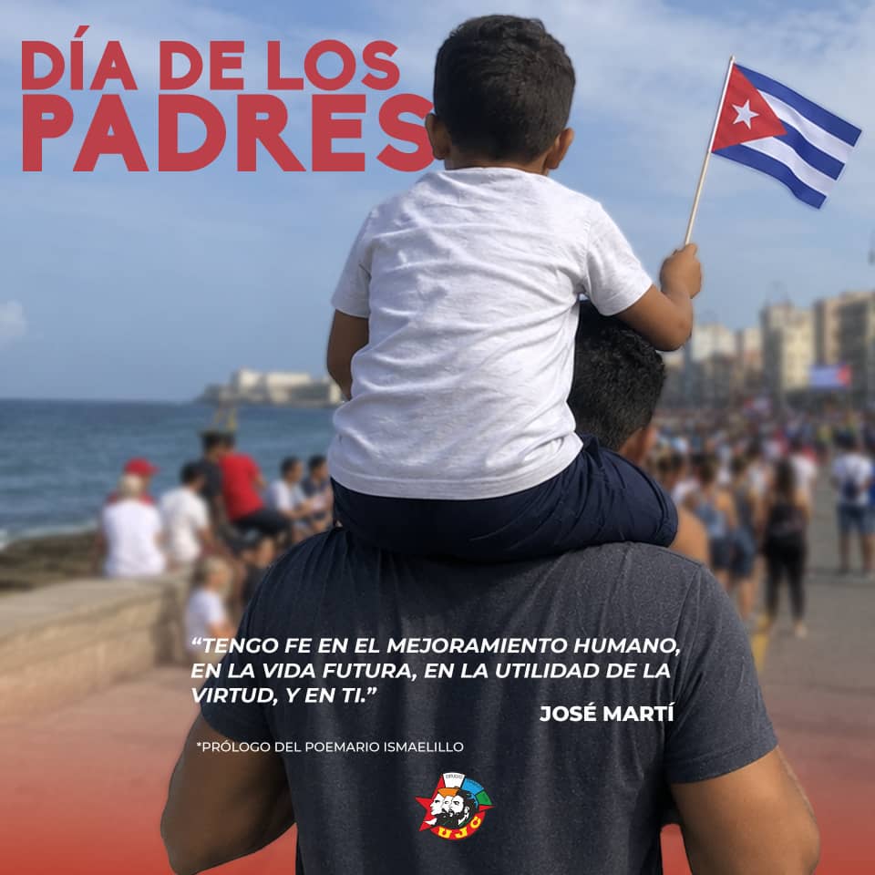 UJCdeCuba's tweet photo. A todos los padres cubanos que siembran amor, ejemplo y patria: ¡Felicidades! Su ternura construye futuro. 💙🇨🇺

#Cuba https://t.co/Bqix30fRgc