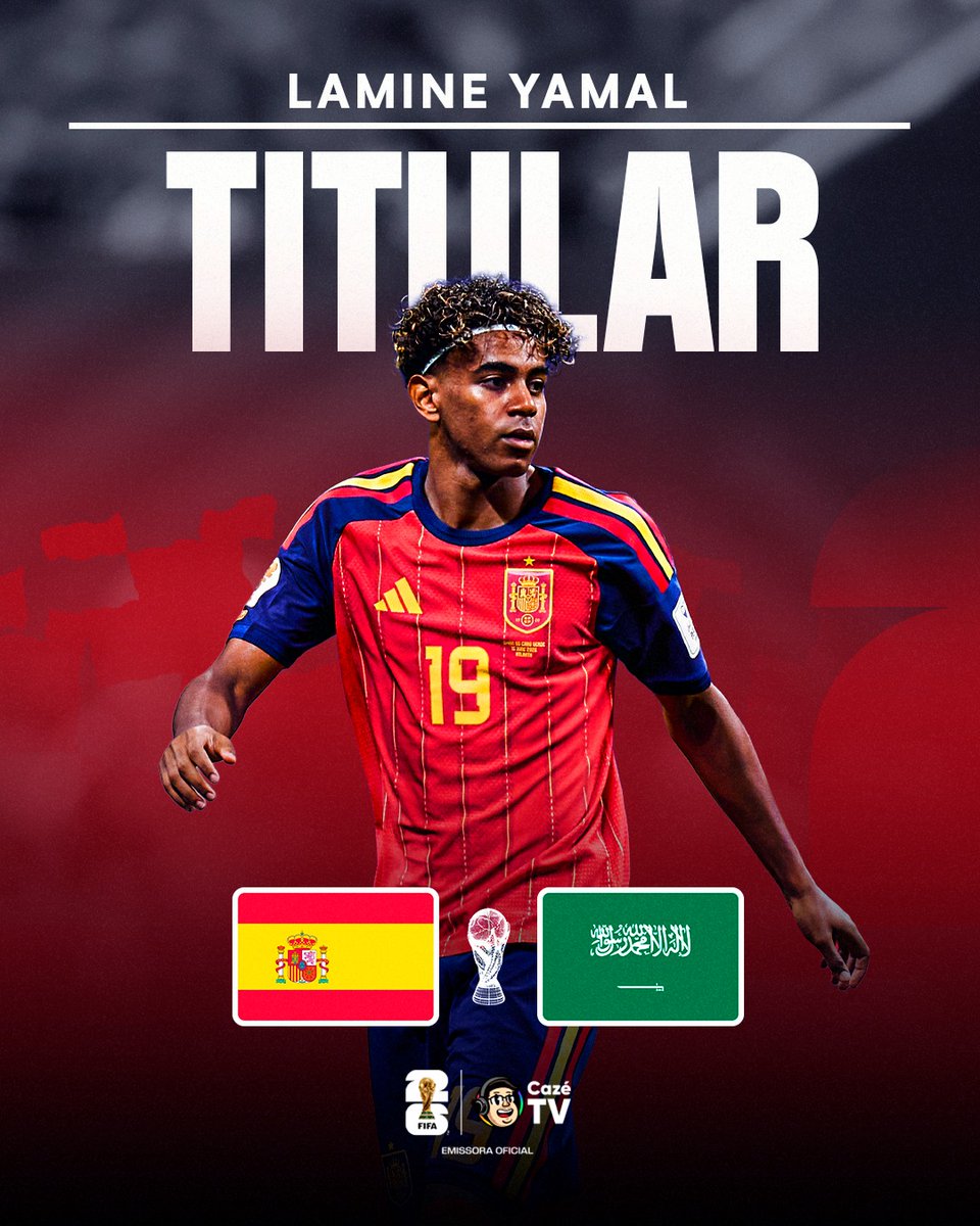 97_rdavid's tweet photo. Daqui a pouco tem Espanha e Arábia Saudita pela Copa do Mundo. Jogo decisivo para os espanhóis depois do empate na primeira rodada.

​Escalações confirmadas! Lamine Yamal vai ter que carregar o piano hoje. 🇪🇸

​Qual o placar do jogo? Deixem os pitacos!👇
#CopaNaCazéTV
#copamundo https://t.co/IZwJFrEJdn