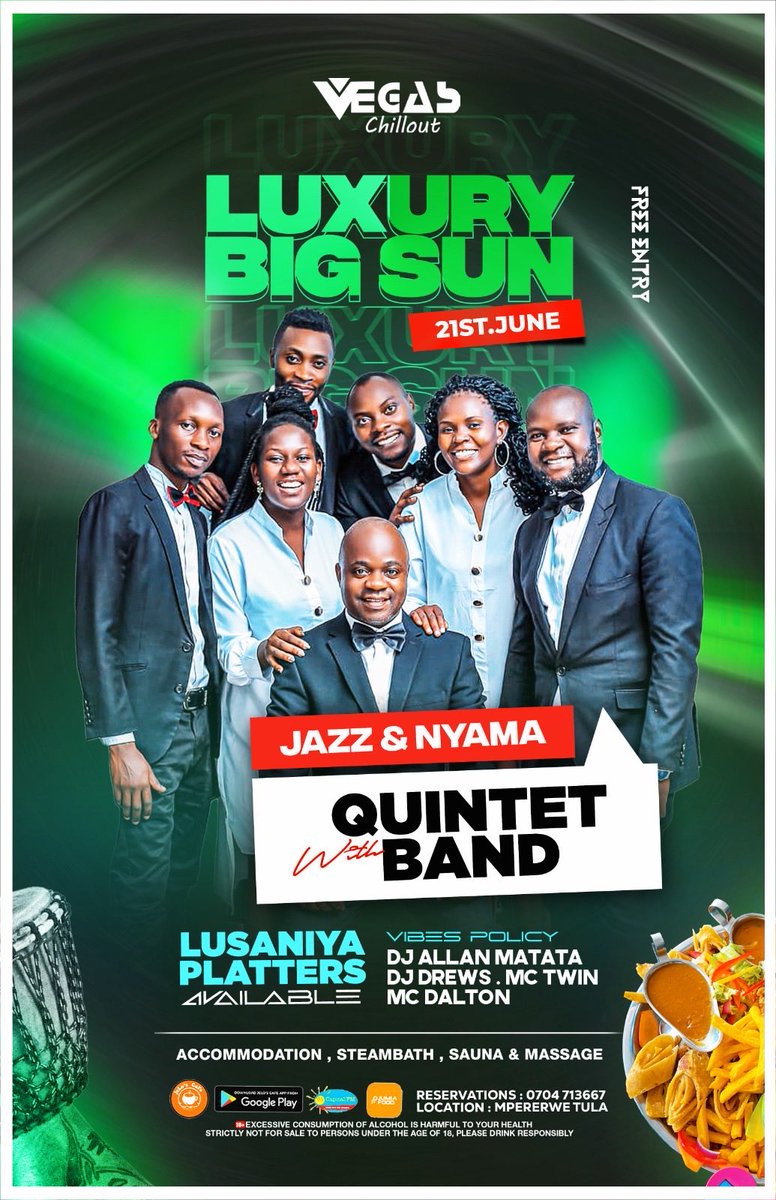 QuintetUg's tweet photo. Luxury Big Sunday with Quintet Band live at Vegas Chillout. https://t.co/xjXYTixmBn