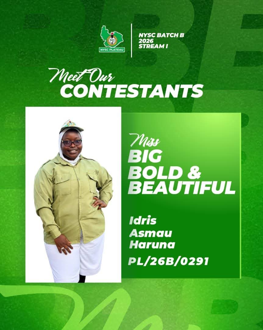 nysc360's tweet photo. 2026 BATCH "B" STREAM I ORIENTATION COURSE:
Meet our contestants for Miss Big, Bold and Beautiful
#nysc_plateau_jos #nyscplateau #fyp #viral #corper #nysccamp #plateaucorper #2026batchB https://t.co/PFp0ttpYUs