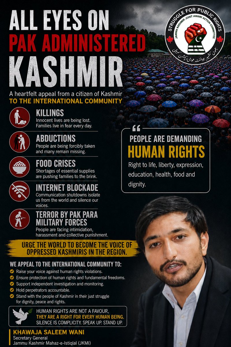 JKMI_Official's tweet photo. AN URGENT APPEAL TO THE WORLD🚨
#All_Eyes_on_Pakistan_Administered_Kashmir 
#RightsMovementAJK https://t.co/3EtjMjWoKF