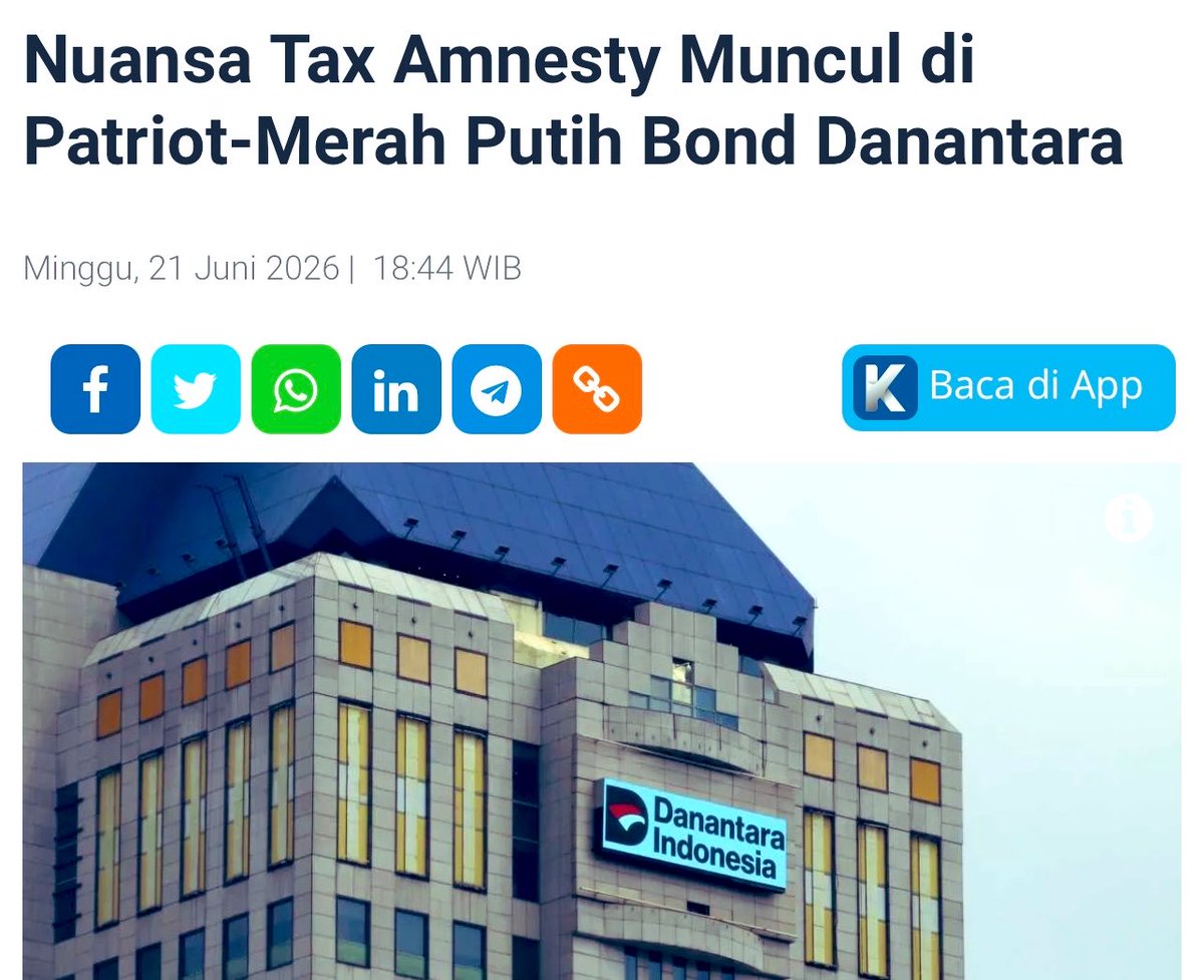 Opposite6888's tweet photo. LEGAL MONEY LAUNDERING

Negara menjamin dan melindungi pembelian surat utang khusus dari tuntutan pidana umum, pidana khusus termasuk pidana perpajakan serta gugatan perdata.
Serta data dan informasi transaksi pembelian surat utang khusus tidak dapat dijadikan dasar pengenaan pajak maupun alat bukti hukum di pengadilan 👌

Jadi para koruptor, pencuci uang rakyat dan para perampok alam kita bebas jeratan hukum dan bebas dikenakan pajak ya gaess..

Negara memberikan fasilitas istimewa bebas pajak dan hukum bagi pemilik modal besar, sementara masyarakat dan pelaku usaha kecil tetap dikejar pajak di tengah situasi ekonomi sulit 👏👏

NEGERI PARA BAJINGAN 🔥

https://t.co/VlhFR8J2fp