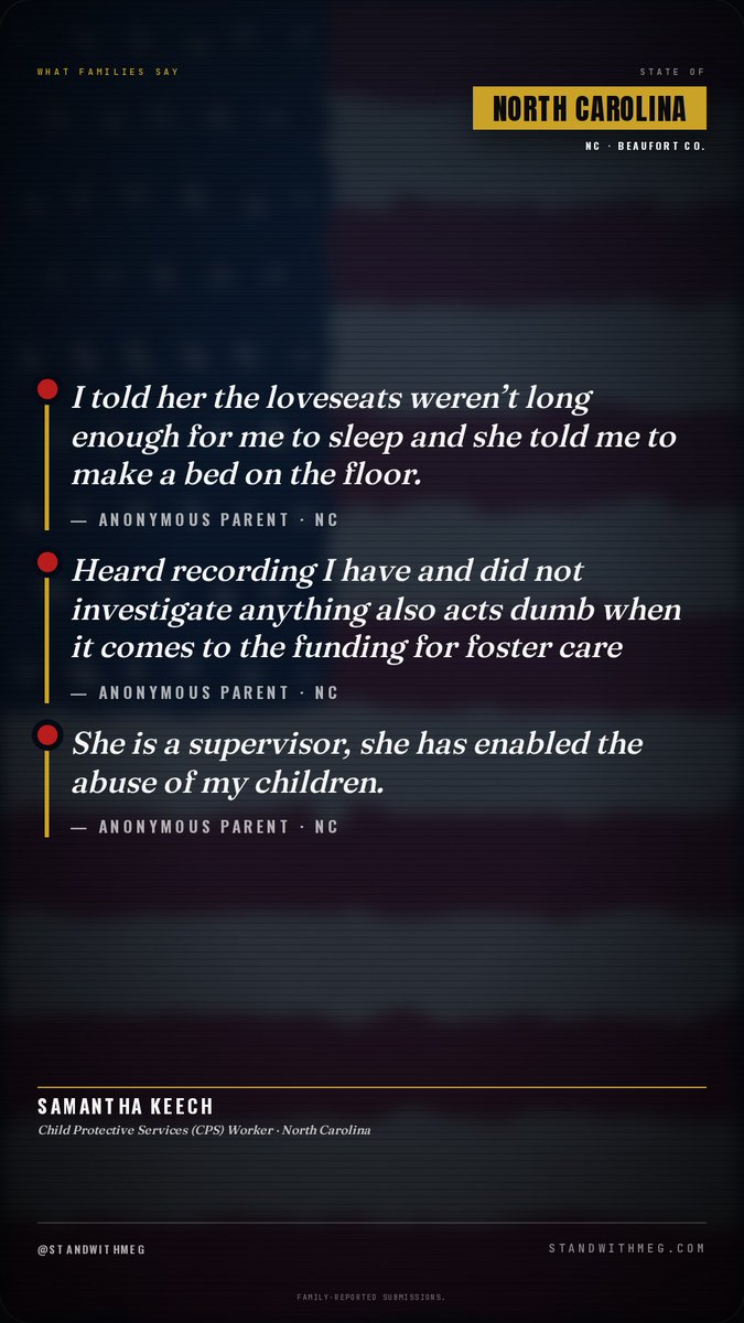 StandwithMeg's tweet photo. β οΈ π¨ CPS Samantha keech β Beaufort County, North Carolina β named by 3 families on the public record. Add your story β https://t.co/ZObhPlsgeX FAMILY-REPORTED SUBMISSIONS. #StandWithMeg #CPSSamanthakeech #NCFamilyCourt #BeaufortCountyNC #CPSAccountability https://t.co/HqY3YZcoma