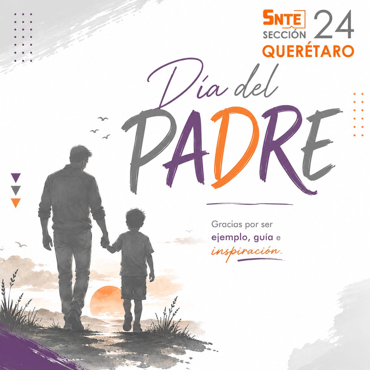 snte_24's tweet photo. 👨‍👧 Día del Padre 👨‍👦
Hoy reconocemos a quienes, con su ejemplo, amor y dedicación, dejan huella en cada paso de nuestras vidas.
A todos los padres que inspiran, orientan y acompañan con generosidad, les expresamos nuestro respeto y gratitud.
¡Feliz Día del Padre!
#SNTE #Sección24 https://t.co/DCnABSLtv4
