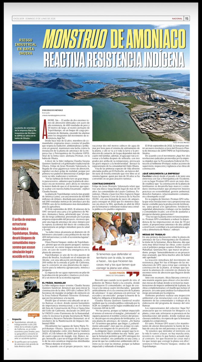 ernesto_mendez's tweet photo. #Amoníaco
El Monstruo de la Bahía Encantada, la Bahia de Ohuira en #Topolobampo, #Sinaloa 
Vía @Excelsior 
Leer: https://t.co/cAG41BQku1 https://t.co/BxWxkEaYDG