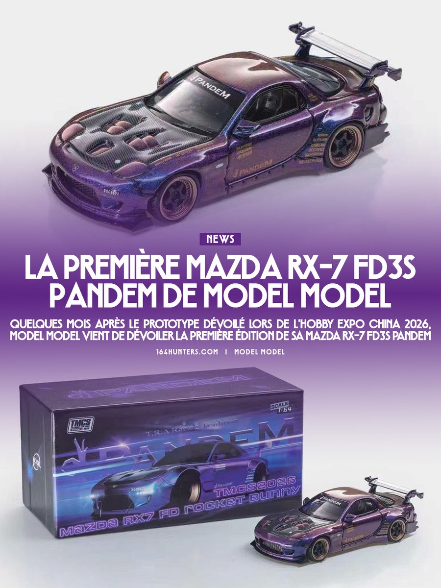 164hunters's tweet photo. 🇫🇷 La première Mazda RX-7 FD3S Pandem de Model Model
🇯🇵 ホットウィール：シルバーユニバーサルモンスターズシリーズ
🇺🇸 「モデルモデル」初のマツダRX-7 FD3S Pandem
---
#ModelModel #Mazda #RX7 #FD3S #Pandem
▶ Lien en commentaire
▶ Retrouvez l'article sur le site https://t.co/VnsyiC7LxH