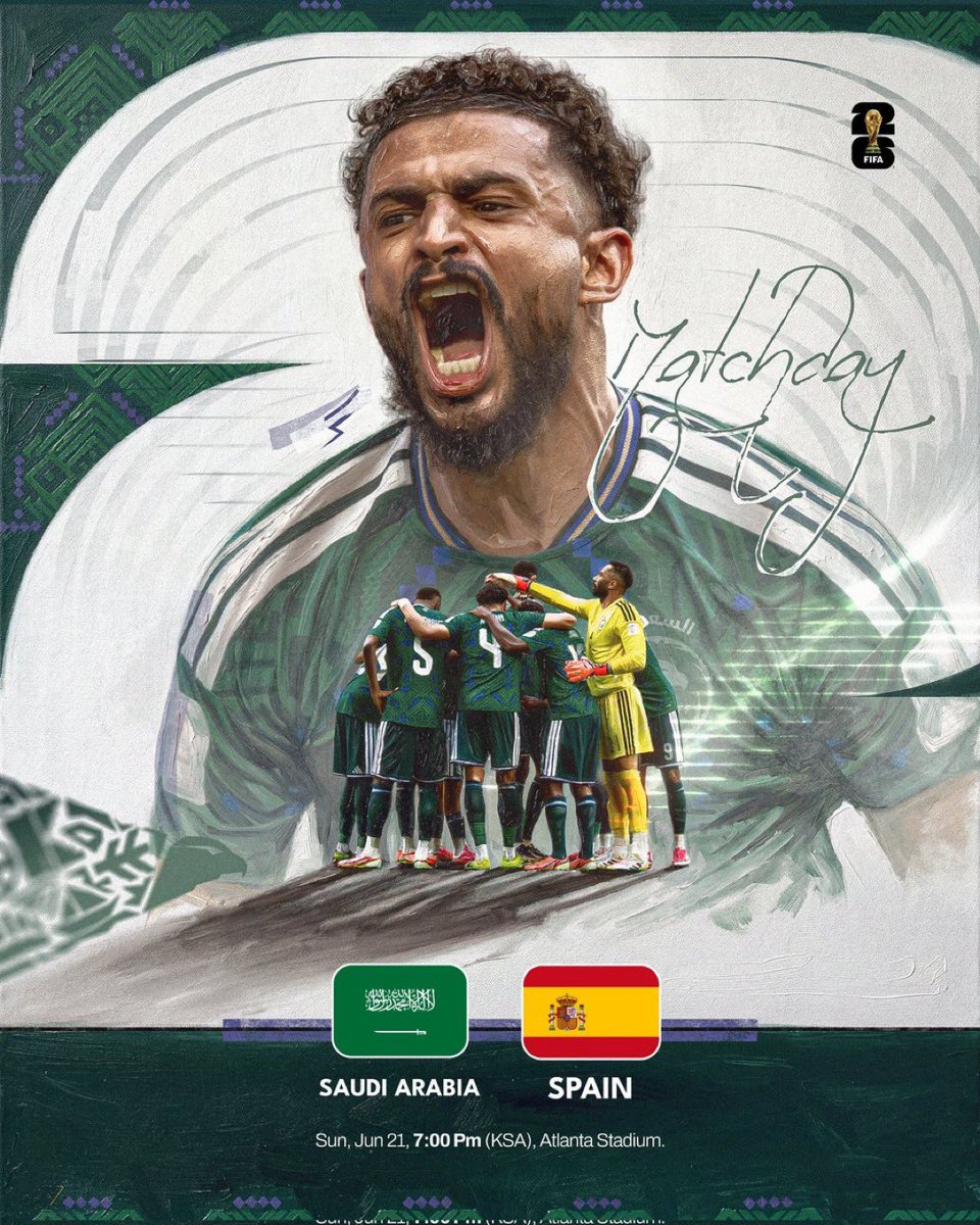 livestorr's tweet photo. 🟢 يوم المباراة 🟢
🇸🇦 السعودية 🆚 إسبانيا 🇪🇸 
🕙 | 07:00 مساءً (بتوقيت السعودية)
🏟 | ملعب أتلانتا - مدينة أتلانتا (جورجيا)
🏆 | الجولة الثانية من دور المجموعات - كأس العالم 2026™️.

للطلب :

https://t.co/1g0qZ7USP5 https://t.co/K9WFUVUDWX
