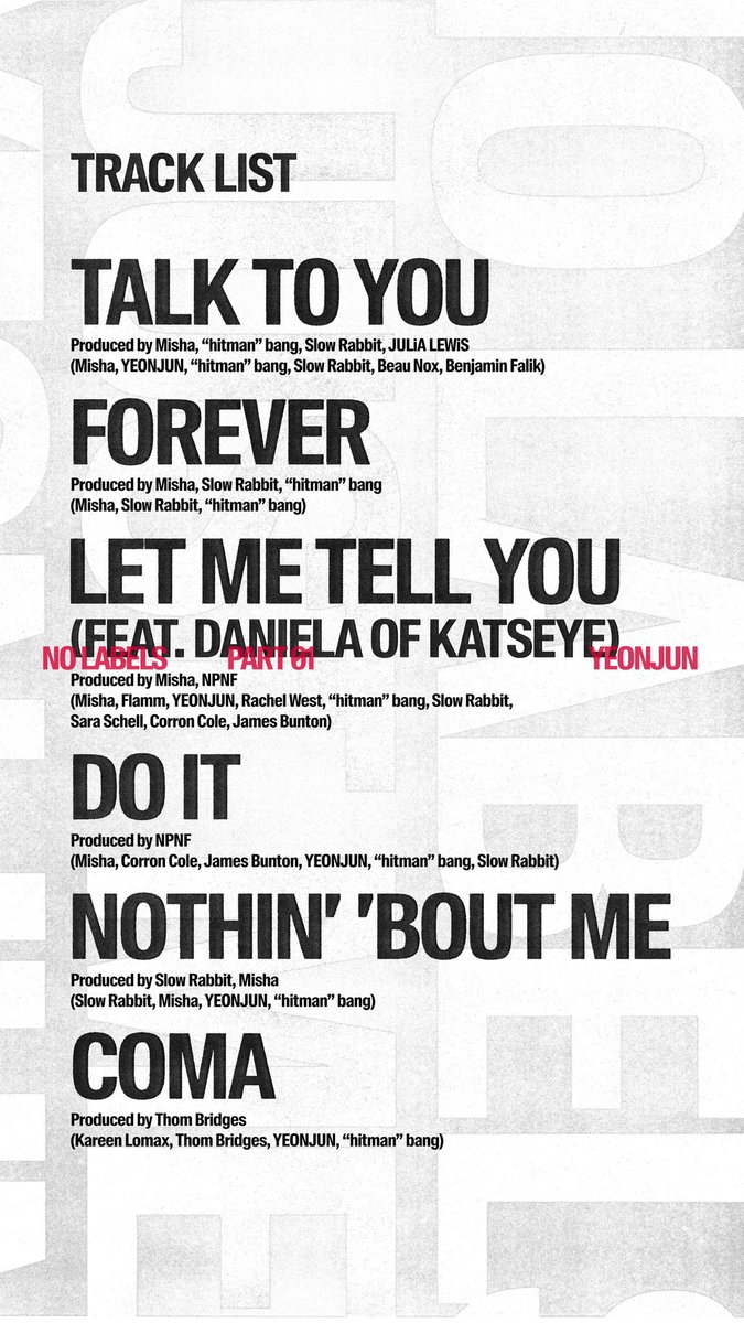 pageurhome's tweet photo. 'NO LABELS: PART  01' - Tracklist
'NO LABELS: PART 02' - Tracklist https://t.co/feA50W7DEF