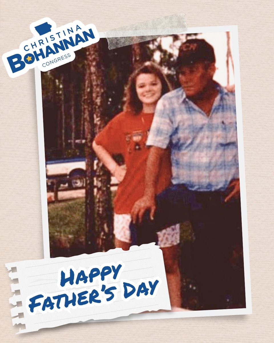 BohannanIowa's tweet photo. I lost my Dad a long time ago, and I miss him every day. 

My Dad taught me so much. He taught me how to fish. How to mow grass. How to drive a tractor. 

Most of all, he taught me the value of hard work. And when he got sick, he showed me how you take care of your family even when times get tough. 

I have met so many fathers in Iowa who work hard and sacrifice to take care of their families, just like my Dad did. I am fighting for a government that rewards their hard work — that ensures they don’t just get by, but get ahead.  

Happy Father’s Day, Dad — and to all the Dads out there! ❤️