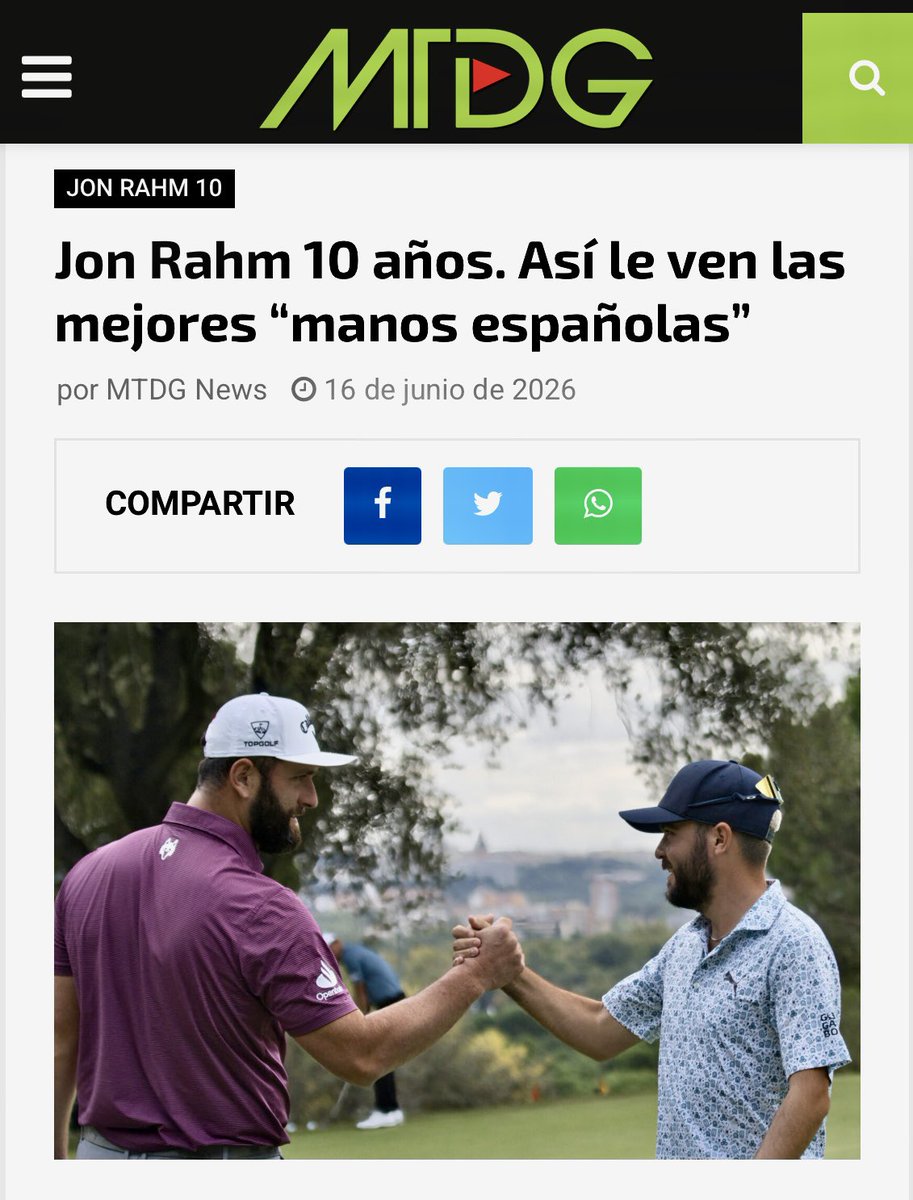 TorneosGolf's tweet photo. Diez años de carrera profesional de @JonRahmOfficial.
Preguntamos a @plarrazabal, @RCabreraBello, @jcampillogolf, @Angel_Hidalgo7 y Ángel Ayora por su triunfo más importante para el #Golf español.
Ver aquí las entrevistas:
https://t.co/KTKLgaQEp6
#JonRahm10 #SpanishHands https://t.co/sBM6Q0fvtP