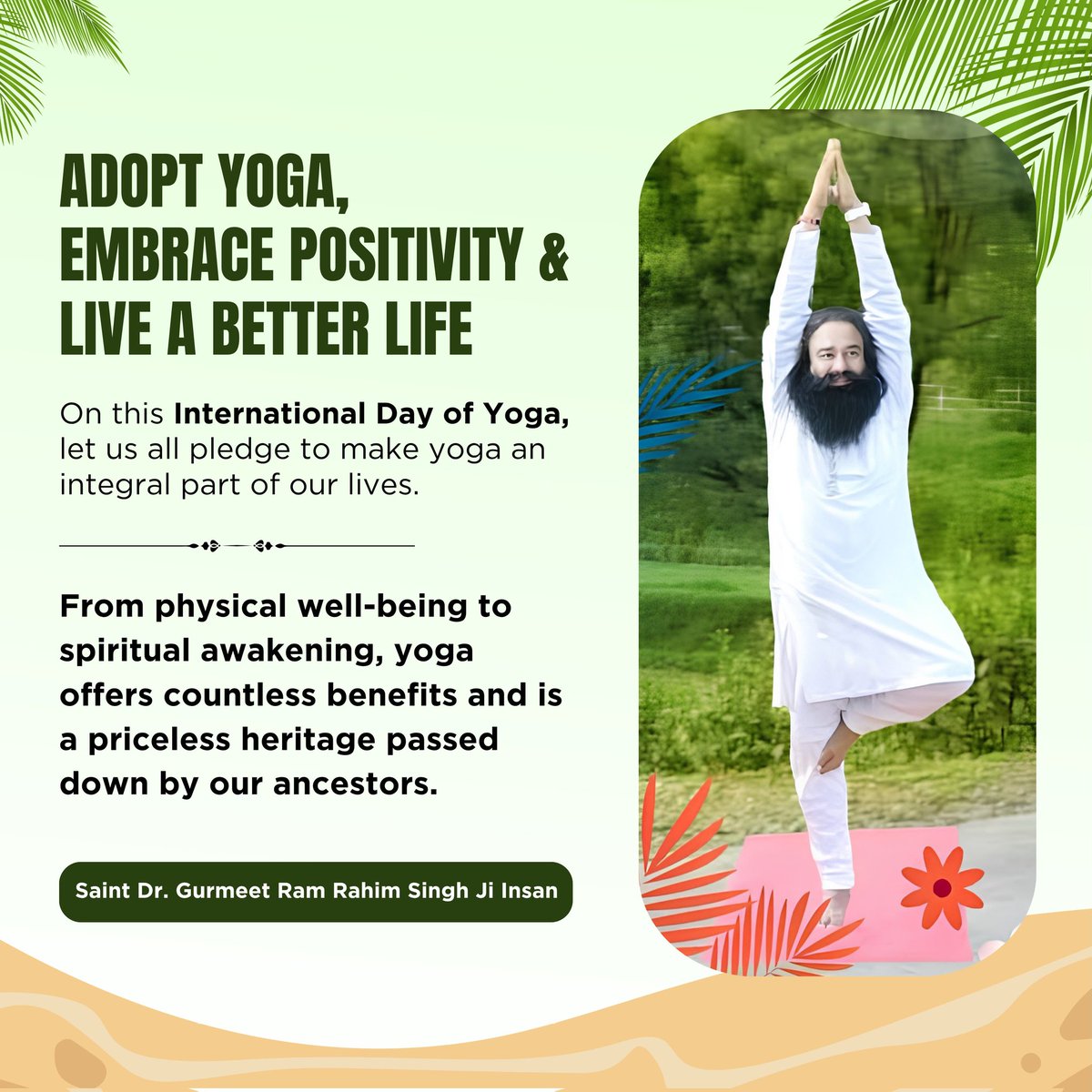 shallu336224874's tweet photo. Keep your body healthy by practicing yoga.Saint Gurmeet Ram Rahim Ji says that practising pranayama along with meditation is extremely beneficial for the body. So, include yoga in your daily routine and stay healthy.#InternationalYogaDay2026
#InternationalYogaDay
#YogaDay2026. https://t.co/ehuyEjS5QZ