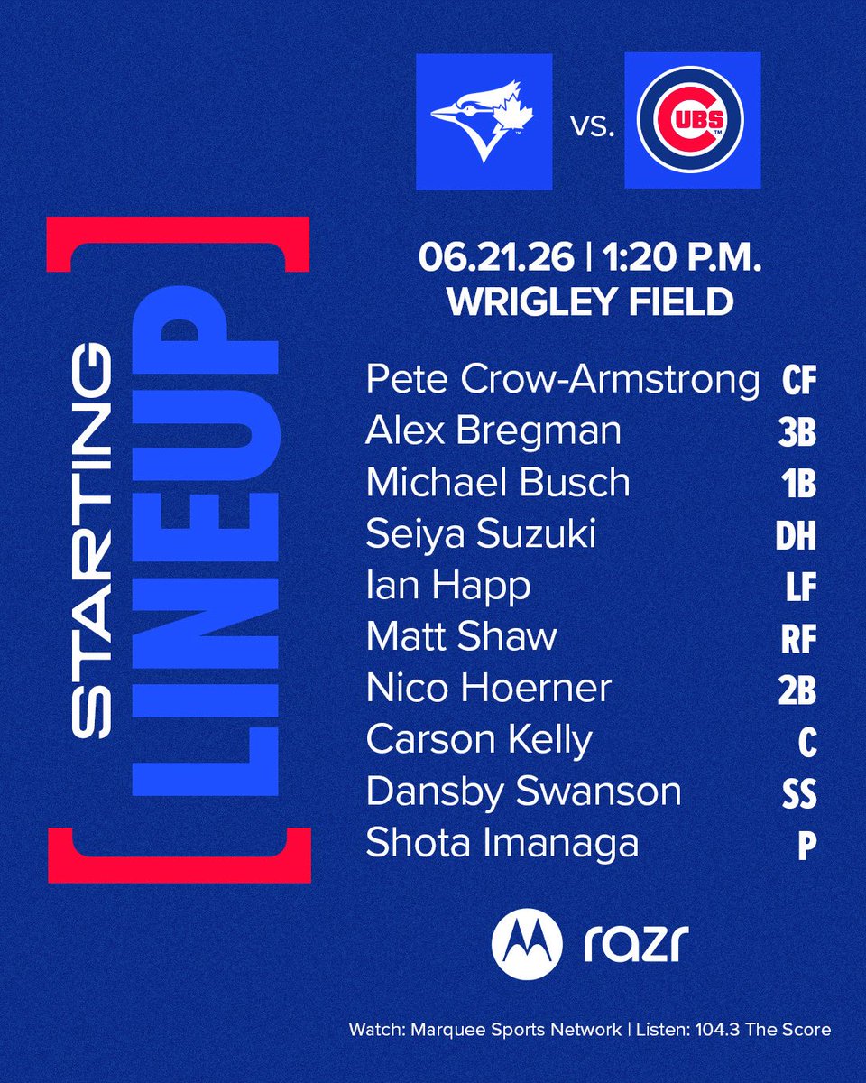 Cubs's tweet photo. Final game of the homestand.

Tune in live on @WatchMarquee. https://t.co/9pADpxs4gD