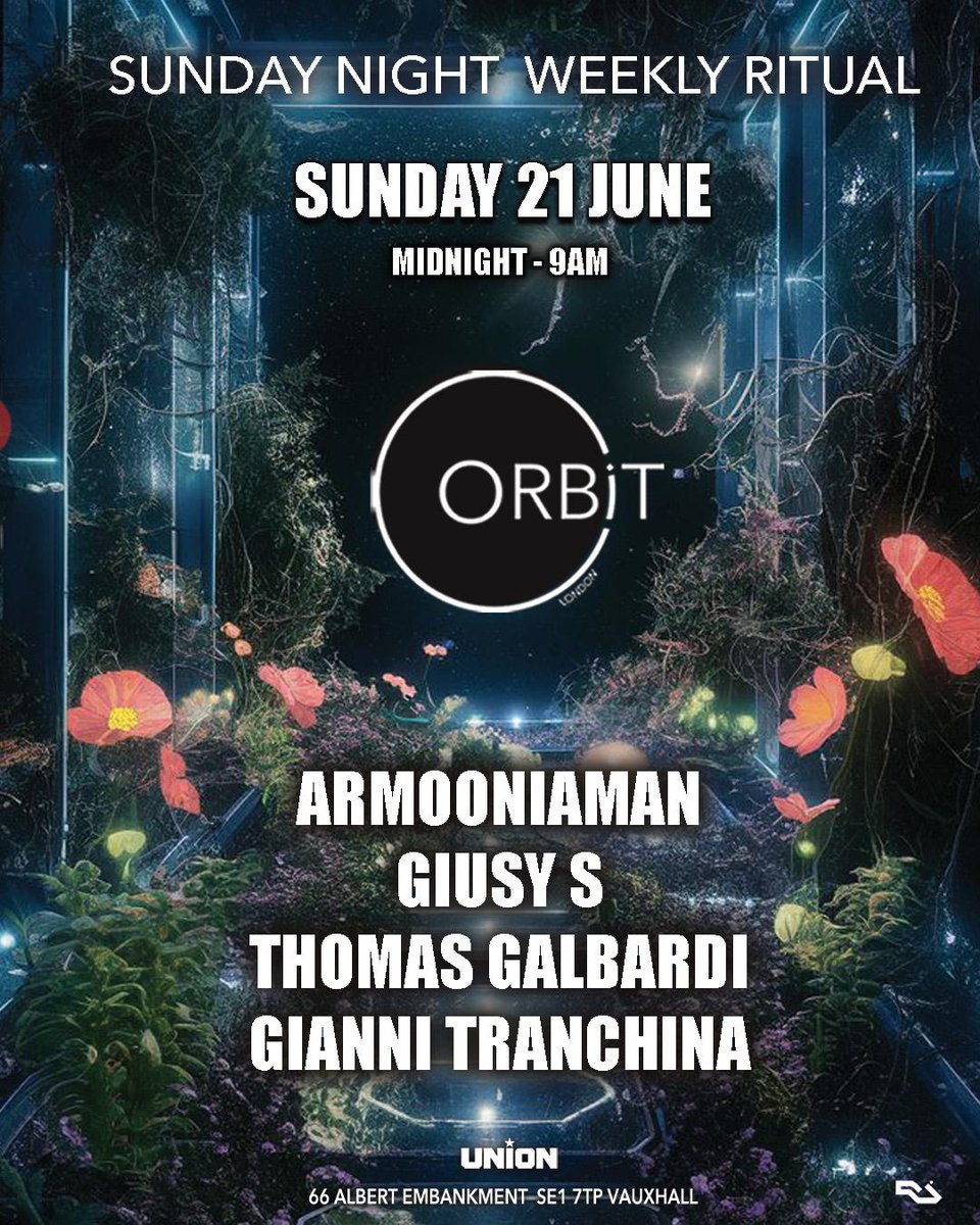 UnionVauxhall's tweet photo. THE Sunday Night Weekly Ritual Orbit London opens from 12Midnight TONIGHT - 9AM for that much needed end of the weekend after party! Love, Team Union X https://t.co/dpLV9wRsy5