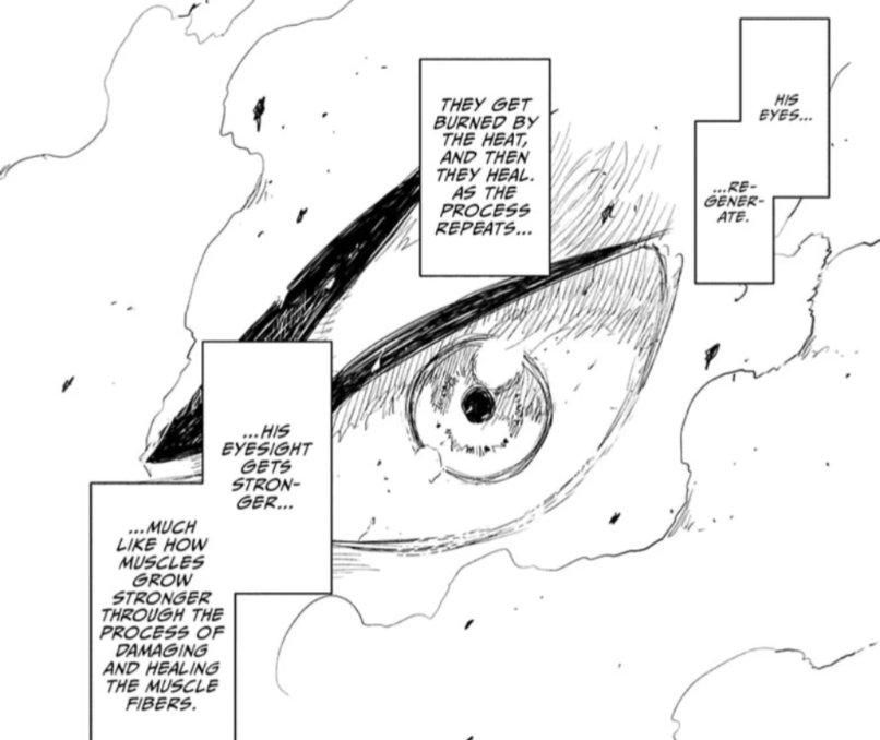 SurgingSpirit's tweet photo. Ok cool so we have an explanation for the Rokuhira Eyes! This kinda proves it's genetics and not sorcery. (That and Chihiro has the same ability while welding an EB unless he's only used it when not under an EB contract)

#Kagurabachi125 https://t.co/PM0mnLEQoF