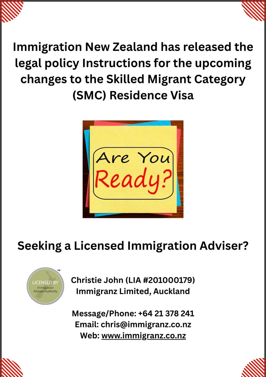 immigranz's tweet photo. Immigration New Zealand has released the legal policy Instructions for the upcoming changes to the Skilled Migrant Category (SMC) Residence Visa

Read here: https://t.co/aoggEWrt69