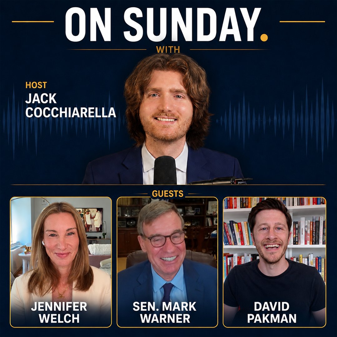 MeidasTouch's tweet photo. Jack is joined by Jennifer Welch, Senator Mark Warner, and David Pakman for a wide-ranging conversation on Trump's collapsing peace "deal" and his escalating attacks on independent media. Watch On Sunday live at 12p ET: https://t.co/3NluZaPkyi https://t.co/JETT29eFG8