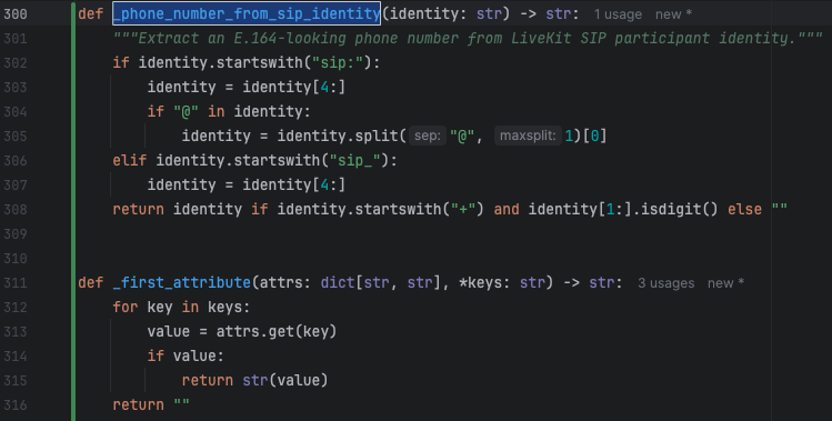 thanford7's tweet photo. It's still incredible that the best coding models use terrible coding practices at times. Both GPT 5.5 and Opus 4.8 often guess at fallback values. Here's an example output from GPT 5.5 (~25 LOC). The LiveKit docs (which GPT 5.5 has access to via MCP) show that these values can be accessed through one key each. So this can be reduced to 3 lines.

Always a good reminder to slow down and review the code.
