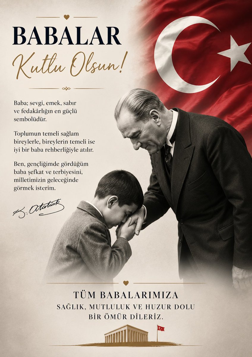 ufuko's tweet photo. Baba sadece evlat yetiştiren değil, aynı zamanda bir millete yol gösteren, umut olan, birlik ve beraberliği yaşatan kişidir.

Siyasette de en güçlü çatı, milletin baba ocağıdır. Çünkü baba ocağı; vefanın, dayanışmanın, kardeşliğin ve memlekete hizmet etme sevdasının adıdır.

Başta Gazi Mustafa Kemal Atatürk olmak üzere, ülkemize emek veren tüm büyüklerimizi saygıyla anıyor; ailesi için fedakârlık yapan, evlatlarına ve milletine sahip çıkan tüm babaların Babalar Günü’nü kutluyorum.

Babalar Günü kutlu olsun.
Ufuk Özdündar
@herkesicinCHP @gurseltekin34 @kilicdarogluk @barisyarkadas