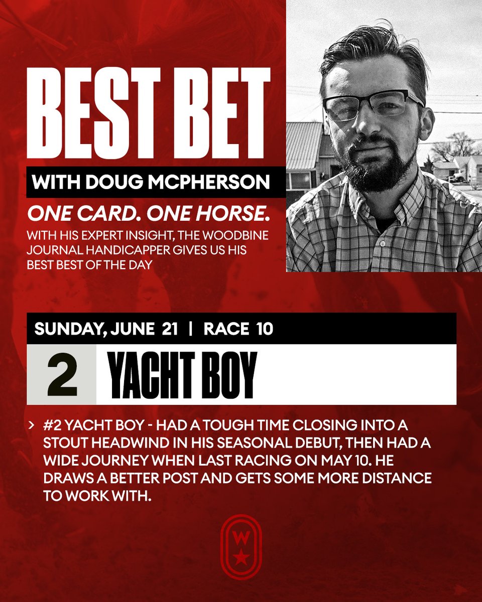 WoodbineTB's tweet photo. Set-up looks better this time. 

Doug McPherson’s Best Bet is Yacht Boy on Sunday https://t.co/QjUSZACUB8