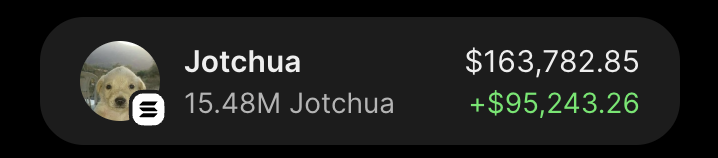 yenperps's tweet photo. This has been one of my best months ever! 🫡

To celebrate, I’m giving away some of $JOTCHUA (10 $SOL) 💥

How to enter:
1️⃣ Like &amp; RT this post
2️⃣ Comment “Done”
3️⃣ Follow @yenperps 🔔

⏰ Giveaway ends in 24 hours, don’t miss it! https://t.co/J3vteW3Lb0