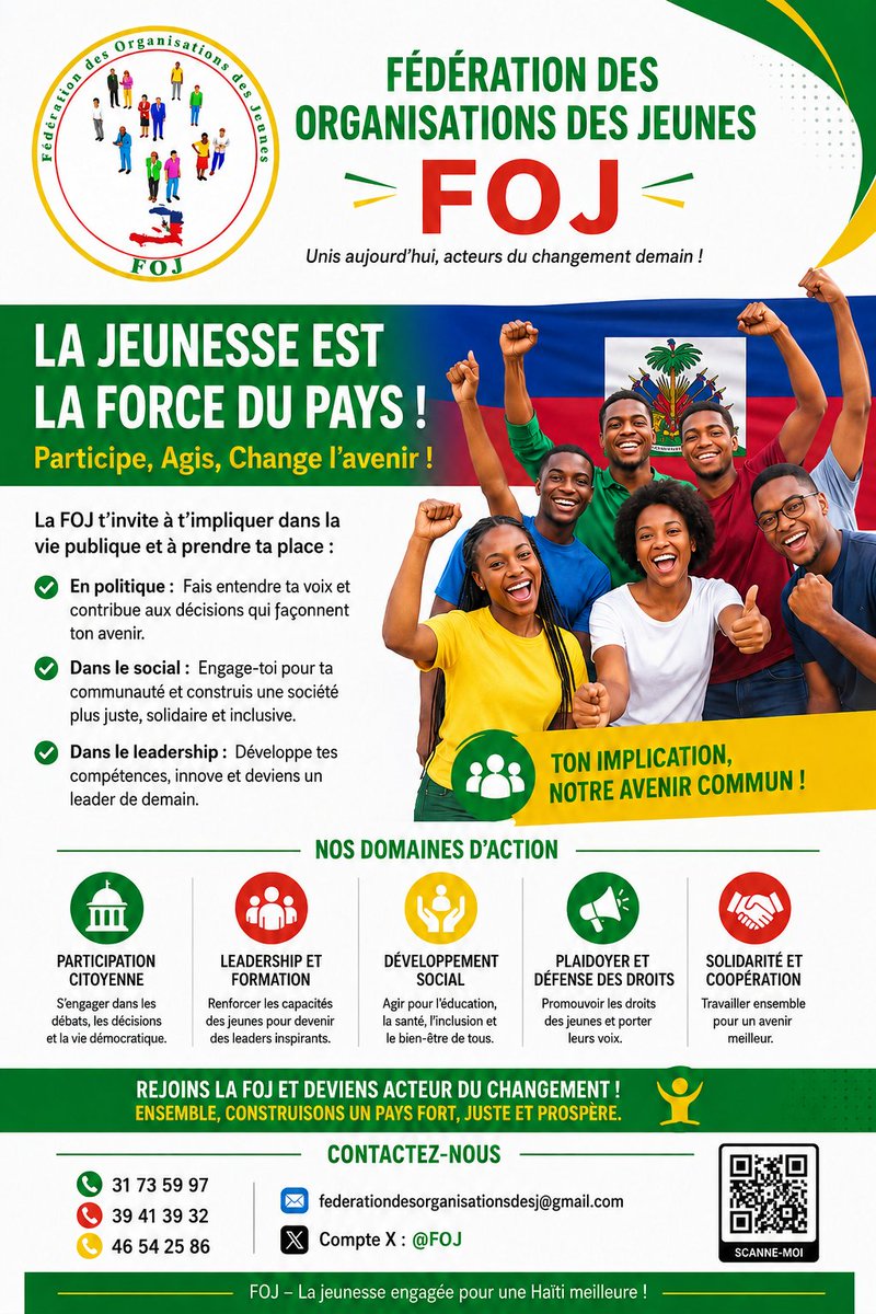 colson_anglade's tweet photo. La Fédération des Organisations des Jeunes (FOJ) reste et demeure au côté du peuple haïtien. @FOJ60 @AFGiroux @SALVADORMIsabel @CGRuizMassieu @BINUH_UN @UNFPAHaiti @USEmbassyHaiti @AmbCanHaiti @ambafranceht @Frantzduval @radiomagik9 @nouvelliste @rtvgalaxie @RTGHaiti @RFI @TF1 https://t.co/t0Ic5BfDxI