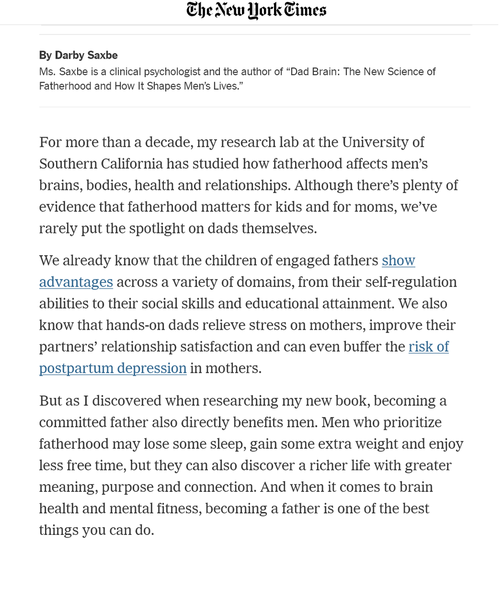 AdamMGrant's tweet photo. When men become fathers, they often gain empathy.

But the boost in caring doesn't happen automatically—it comes from caregiving. The more involved men are in raising children, the more their brains change.

Becoming a dad is not a wonder drug. It's an active commitment. https://t.co/GngVVLbrZA