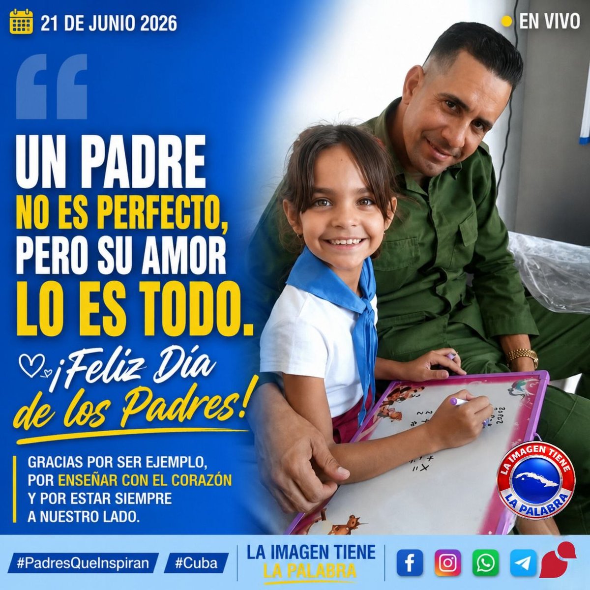 EjtoOccidental's tweet photo. 🔴🟢🔵| Hoy honramos a todos los padres"! 
No es un día cualquiera, celebramos a un verdadero héroe sin capa.  Con la capacidad de arreglar cualquier cosa con solo cinta adhesiva y fuerza de voluntád.

¡Felicidades Súper Papá! 
#Cuba 🇨🇺 https://t.co/zo3iXJGSfQ