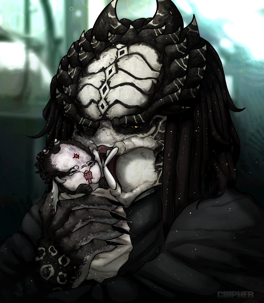 ciiipher_'s tweet photo. GRIEF AND ADORATION 
Happy Father's Day everyone :')) A little late post with papa Solus and newborn Sol'veig,, he loved her very much till his last breath protecting her, he deserves the recognition for this day <//3

#predator #yautja #yautjaoc #alienvspredator #oc #ocart https://t.co/Fgcyrwp4rB