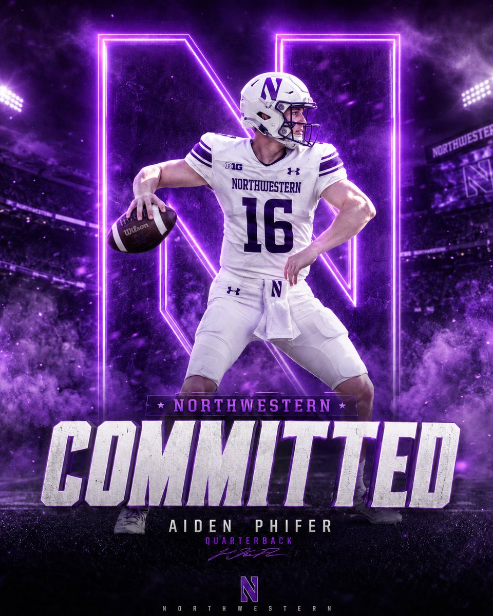 AidenPhifer16's tweet photo. I'm extremely blessed and excited to announce that I've committed to Northwestern University!!🟣⚪️

Thank you to God, my family, coaches, teammates, and everyone who has supported me along the way. I wouldn't be here without you.

Just getting started. Go 'Cats!!🐾

@NUFBFamily @DavidBraunFB @jerryneuheisel @Daniel__Segal @Coach_Mulford @LukeWalerius_ @PetersNUFB @zmart_15 @WildcatReport @M_Shelton33 @NUFBRecruiting @CoachAT23 
@NeaseFTBL @CoachDrafts @denny_thompson @WillHewlett @bjruis904