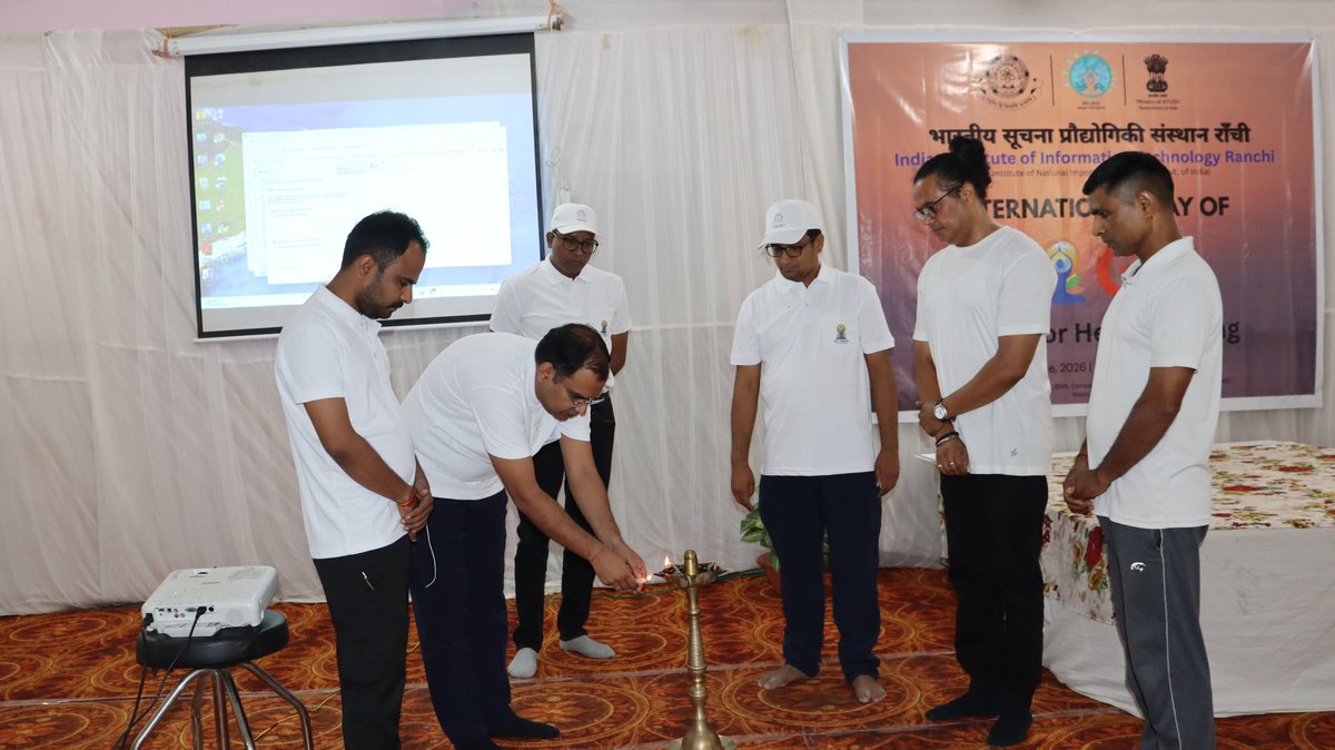 IIITRanchi's tweet photo. IIIT Ranchi celebrated the International Day of Yoga 2026 with enthusiastic participation from students, faculty members, officers and staff of the Institute. https://t.co/PoLMi46PXH