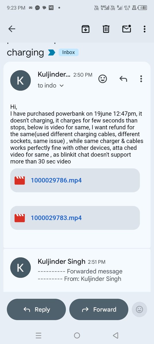 kuljinder888's tweet photo. @letsblinkit @blinkitcares 
You delivered a faulty product on 19th June , and I raised complaint today but your team not accepting the complaint . The product has 7 days replacement warranty. The videos are playing perfectly fine. But your team making excuses for not reason https://t.co/PZCNEKe7Fa