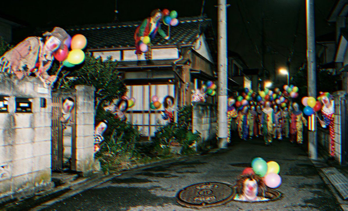 kowainotsukko's tweet photo. 夜に散歩するとピエロに遭遇することが増えてきた。
ホラーの夏がもうすぐそこまで来ているね。 https://t.co/oWiOdDnfcp