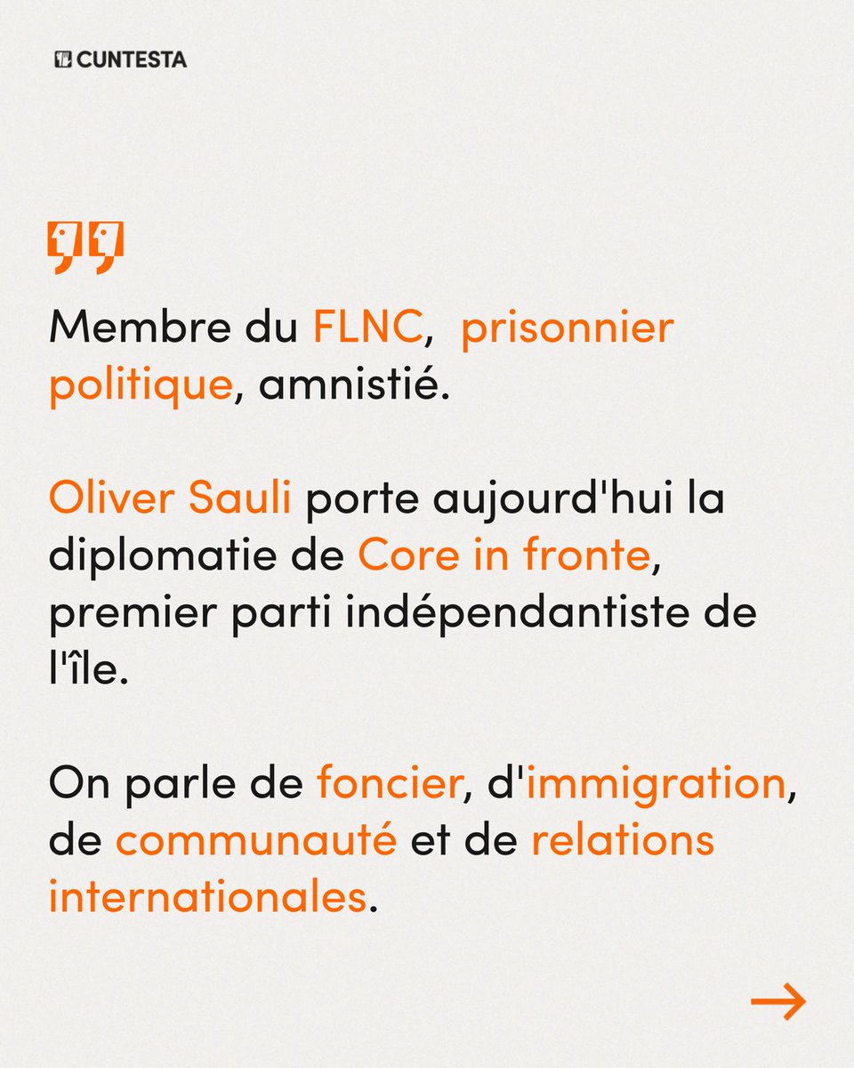 cuntesta_pod's tweet photo. Le 23 juin, l'Assemblée vote l'autonomie de la Corse. Le litige n'est pas le statut, c'est le mot. 

Pour les indépendantiste, une question demeure.
Un peuple qui décide ou un peuple qui descend.
L'émancipation ou la forteresse.

Olivier Sauli, Core in Fronte, ancien du FLNC. https://t.co/uM7VeHyp7q