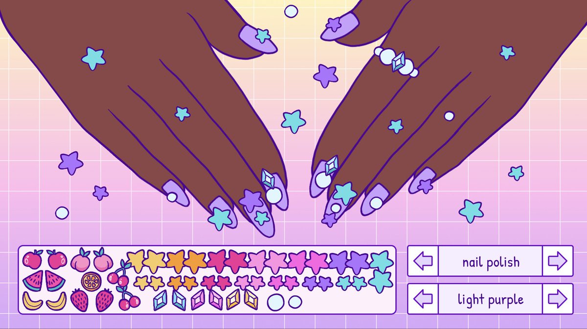 emu_game2020's tweet photo. ネイリストになるゲーム『My Perfect Nails』
お客さんのために完璧なネイルアートをデザインする。単色のカラーやグラデーション、かわいいアクセサリーやデコレーションなどを選んで爪を華やかに彩る https://t.co/pMkDVZSECU