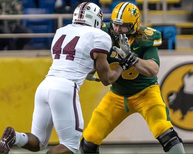 jsteck65's tweet photo. Bison Nation, in 68 days NDSU 🏈 begins the FBS era in the Mountain West! Today, we honor a former member of the #RAMS who was a true teammate by learning a new position to better the whole team and was just as dominant, @Zackjohnson68!! #LetsGoBison #HornsUp🤘 #BisonFBCountdown https://t.co/nG0RL5asW1