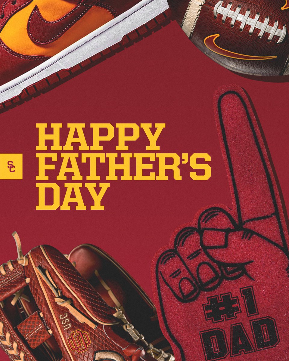 USC_Athletics's tweet photo. Wishing a Happy Father's Day to all the Trojan dads out there ✌️ https://t.co/1bffyWZhGQ