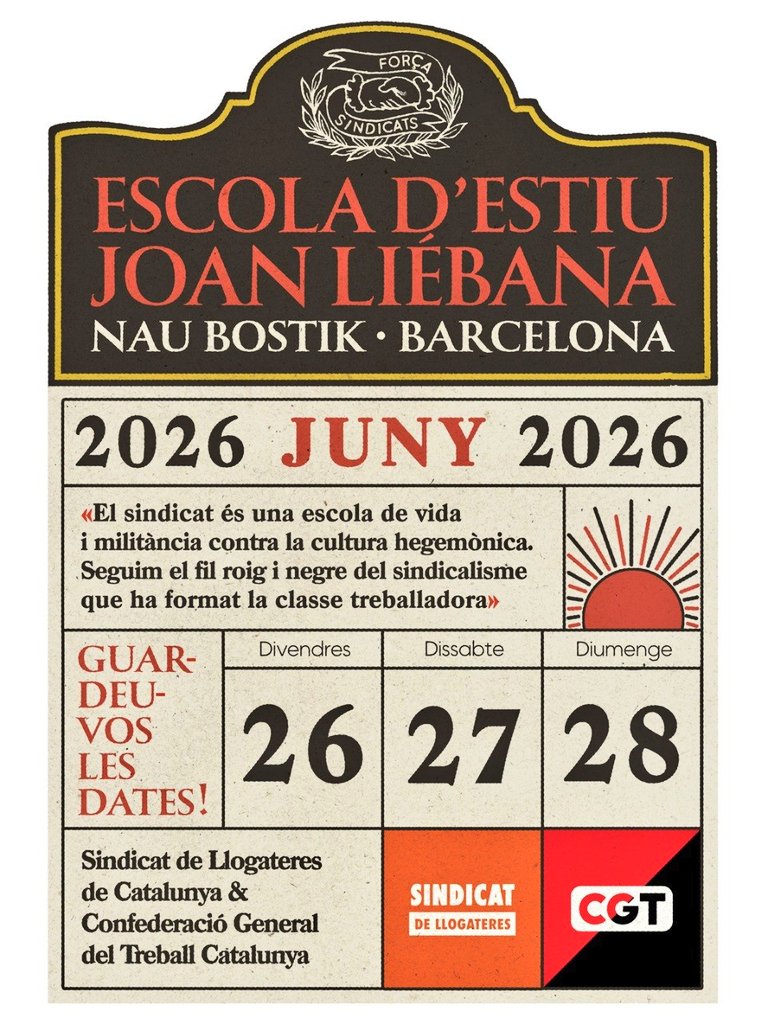 moner80's tweet photo. 26, 27 i 28 de Juny
Escola d'estiu Joan Liébana de @CGTCatalunya
I @SindicatLloguer
https://t.co/oDfdCa8XAJ https://t.co/am56VlDFNy
