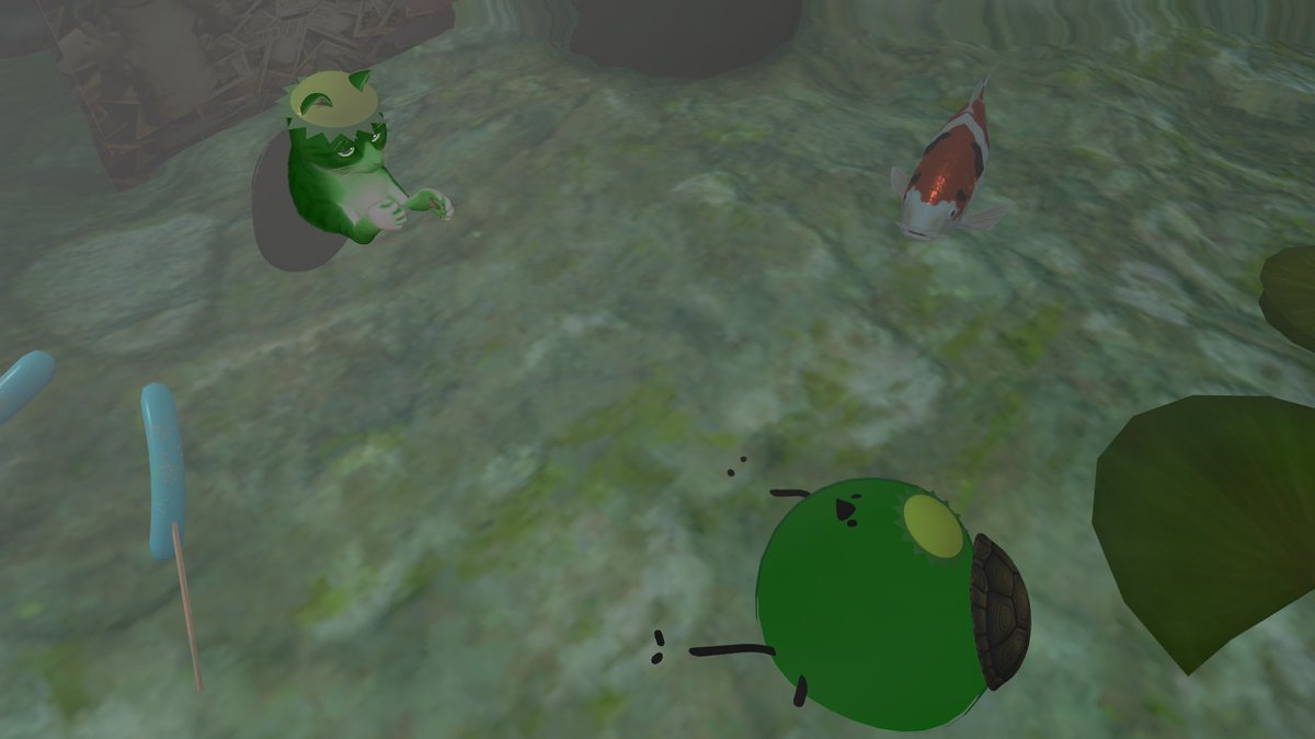 liqueur_vrchat's tweet photo. #妖人紡　参加させていただきました！
異母姉妹のねこカッパと山姥さんとともに妖の集いへ。蒸発した父は残念ながら見つかりませんでしたが次は必ずや見つけ出して認知させます！
キャストさん方のトークが面白く、ワールドの雰囲気も相まってとっっっても楽しめました。
新しいワールドも楽しみです。 https://t.co/nCN64b9SOB