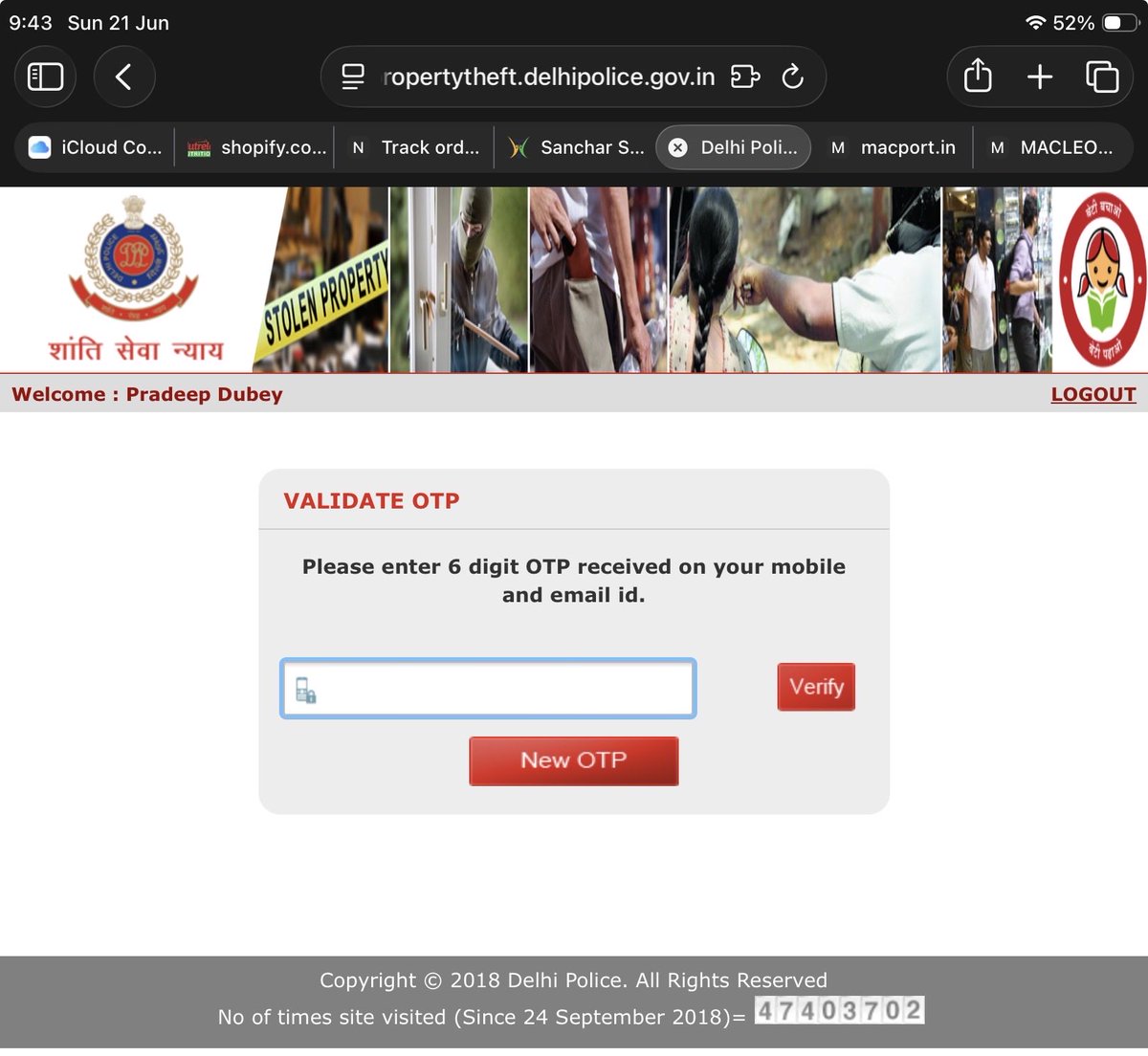 ThePradeepDubey's tweet photo. @DelhiPolice I rqstd another OTP at 9:43 PM and am still waiting. I’ll update in my next tweet when it arrives.
This is a serious issue. If an educated person struggles this much to file a complaint,many others may never be able to report their stolen phones at all.@ajeetbharti https://t.co/ZEmiVKcSfJ