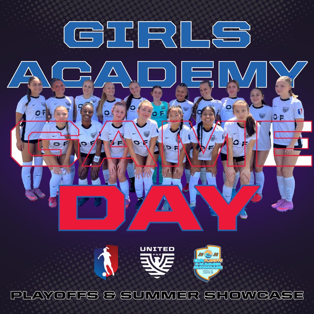 Unitedpdxgirls's tweet photo. Girls Academy Playoffs &amp; Summer Showcase

Full slate of games today for @girlsacademyleague Playoffs &amp; Summer Showcase in Norco, California.

📅 June 21st, 2026
📍Silverlakes Soccer Complex | 5555 Namner Ave. Norco, CA. 

#WeAreUnited #UnitedIsTheFuture #PlayUnited #FutureIsNow https://t.co/txTnnE0rYA