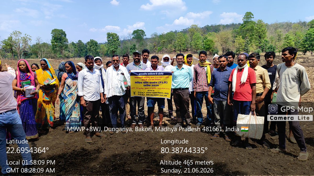 DwrIcar's tweet photo. Field Activity Report On 21 June 2026, a Tribal Sub-Plan programme was organized at Dugariya village, Mandla district, focusing on the management of weedy rice through the herbicide-tolerant rice variety CR 807. #icar #dgicar #ddgnrm #shivrajsinghchauhan #pmo https://t.co/HMfiiFEuee