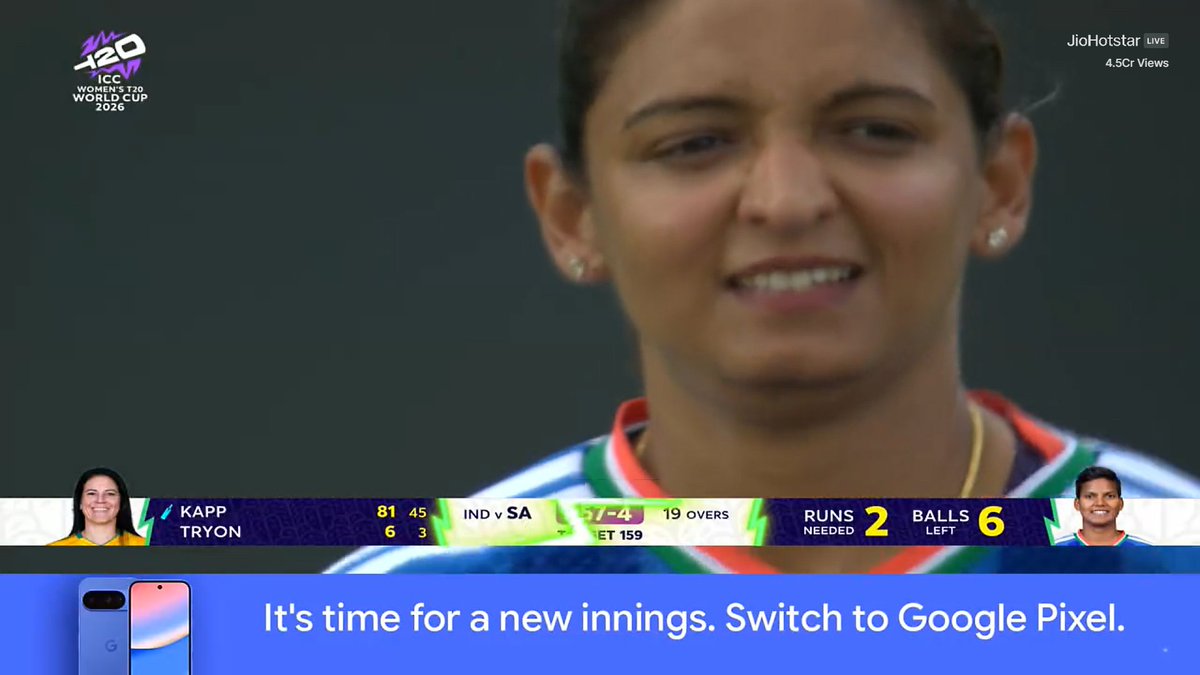 Rajiv1841's tweet photo. She is laughing after ruining another T2OI WC for team India & played tuktuk innings all throughout the WC when SA senior most player Kapp is winning the game for South Africa single handedly!!

When is she gonna get sacked? How many tournaments she gonna get in T2OIs? Throw her out!