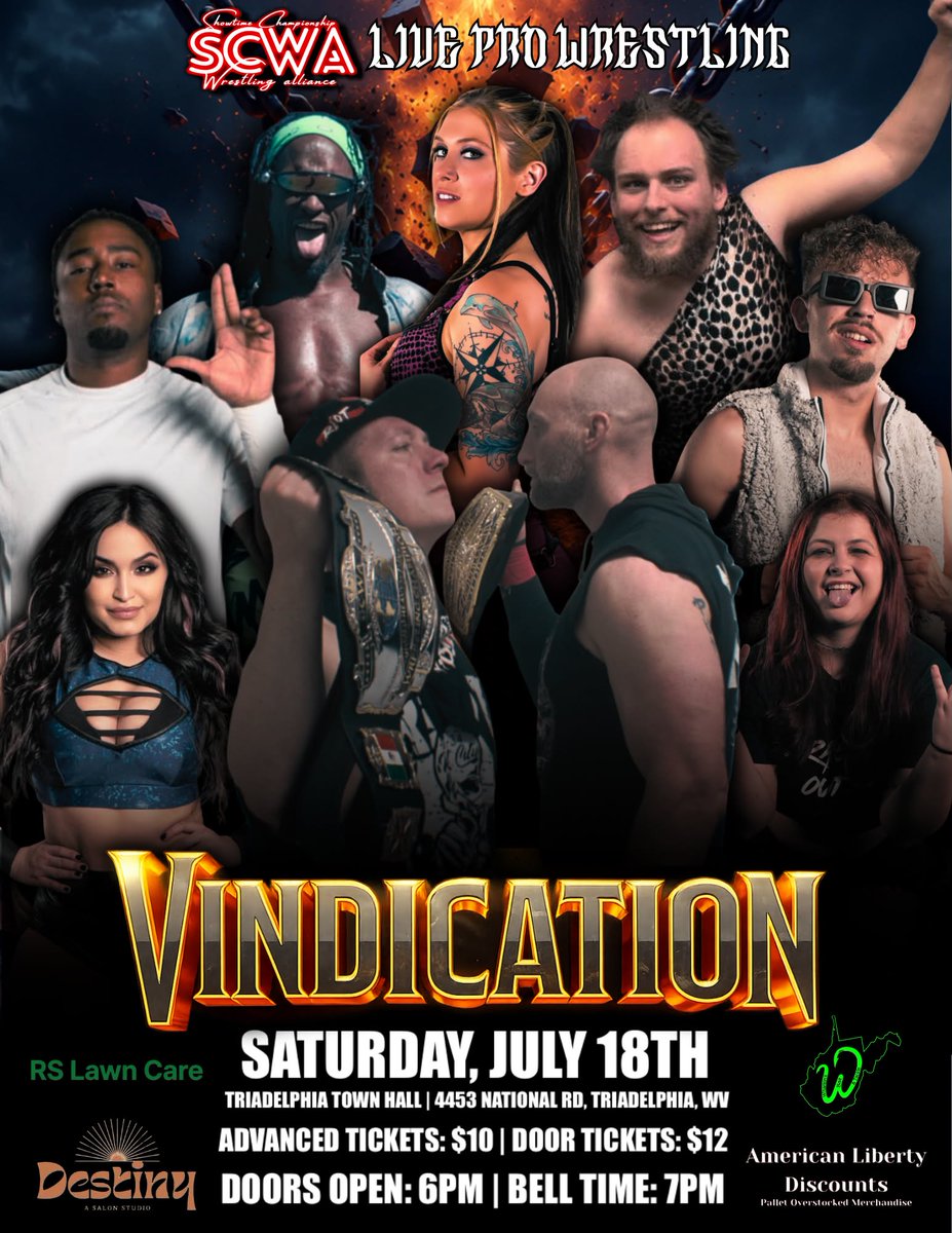 ShowtimeCWA's tweet photo. July 18th SCWA Vindication is set https://t.co/cDOz2VyExd