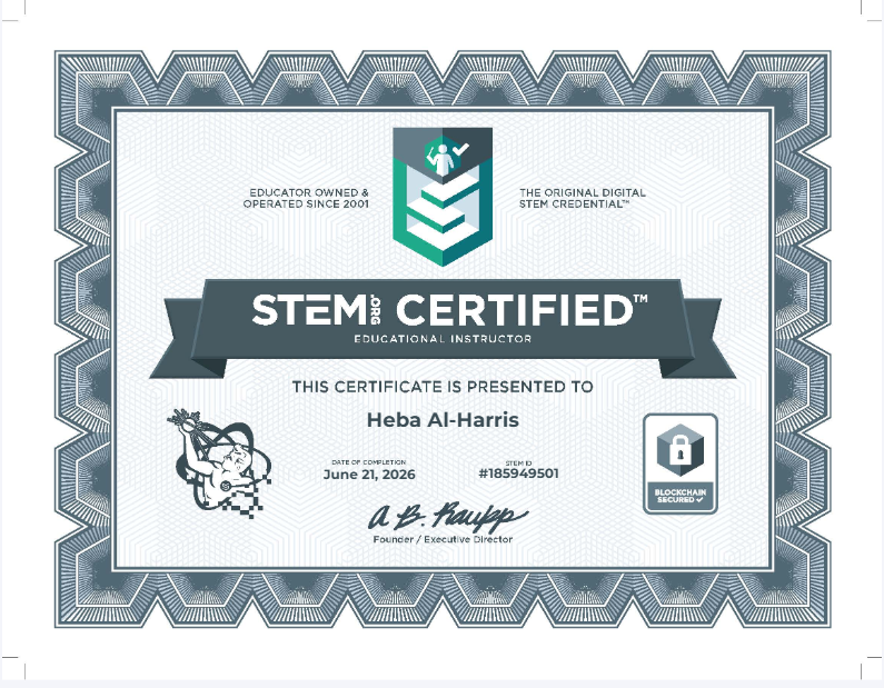 ElharrisHeba's tweet photo. I am happy to share that I have successfully completed this STEM course. Thank you @stemdotorg for this opportunity. https://t.co/YSeSXOZhiL