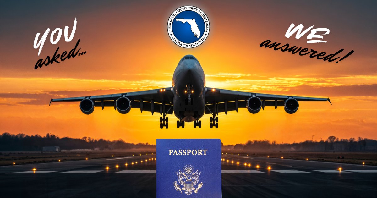 CollierClerk's tweet photo. We are holding a second Passport Saturday event on July 25, 2026. Thank you to our community for the incredible response!

•July 25, 2026
•9:00am – 1:00pm
•Heritage Bay Government Center: 15450 Collier Blvd. https://t.co/4psxlDZXSh