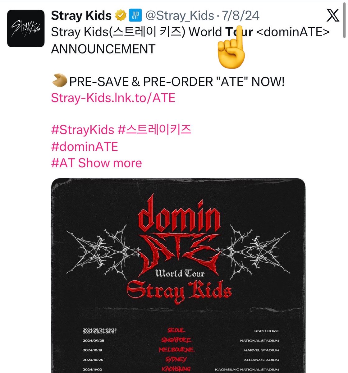 zuzuforhyune's tweet photo. okay so they first announced dominate tour in july (asia,aus) and we got eu announcement in november so i hope we’re safe for now 😭 https://t.co/5s2oUlxqlU